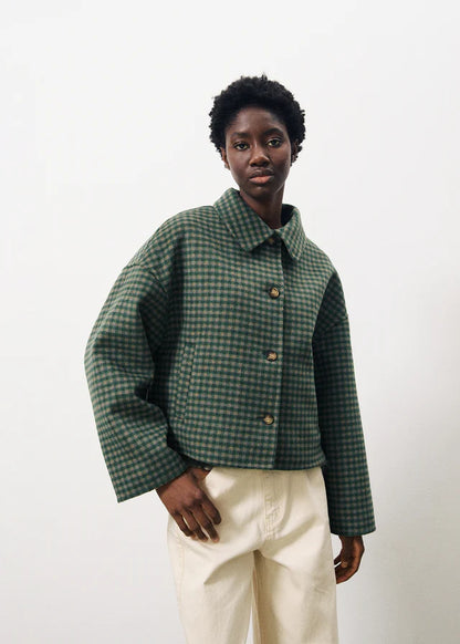 FRNCH Checked Eda Jacket in Green