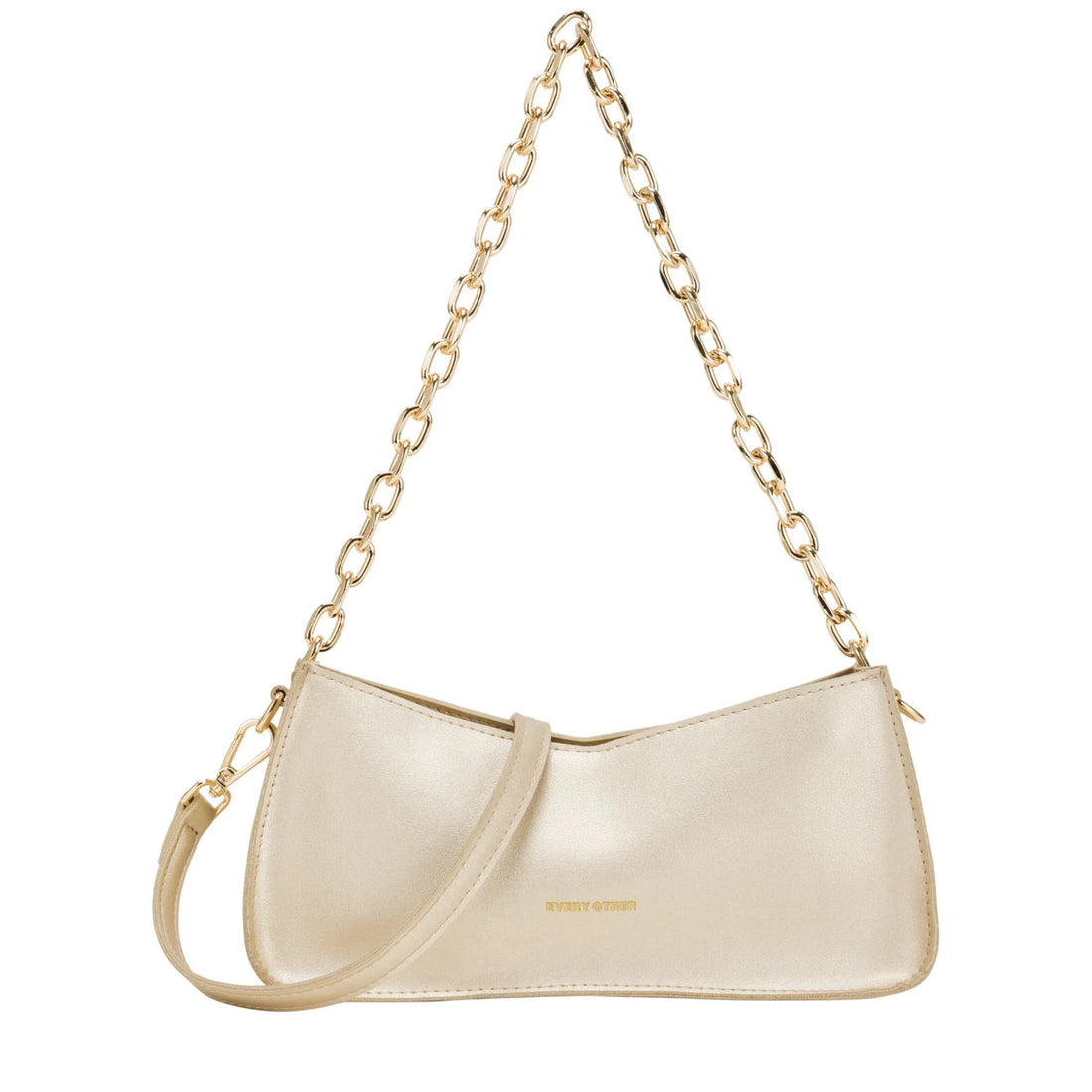 Baguette Bag with Chain Strap in Gold