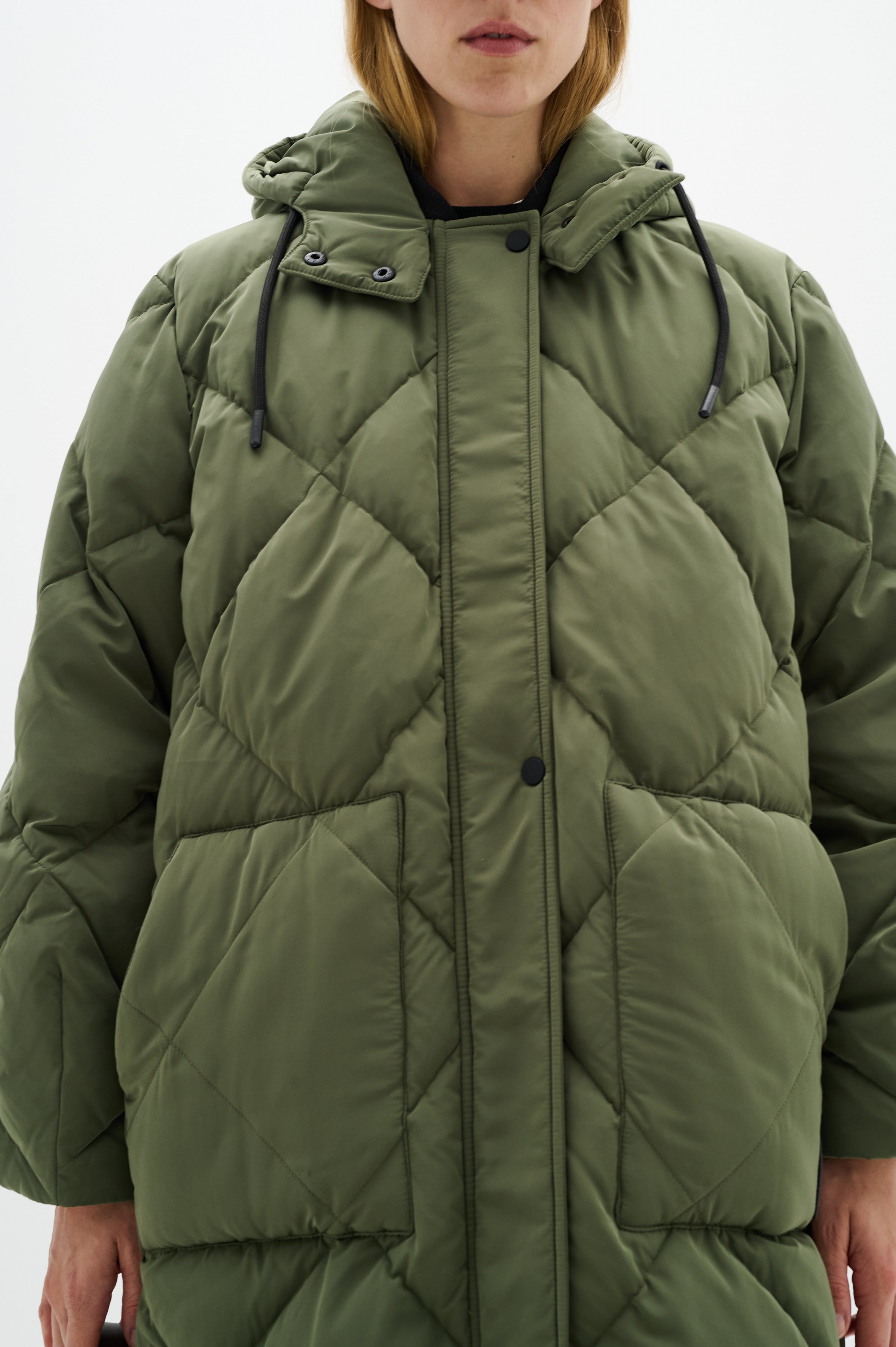 Inwear Luisa Diamond Quilt Down Coat in Green