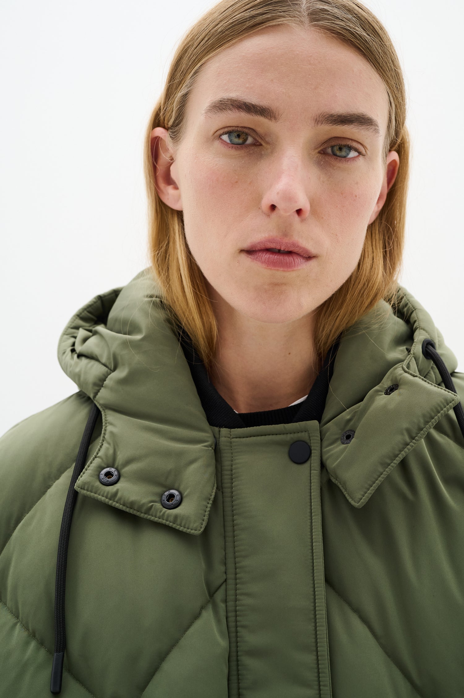 Inwear Luisa Diamond Quilt Down Coat in Green