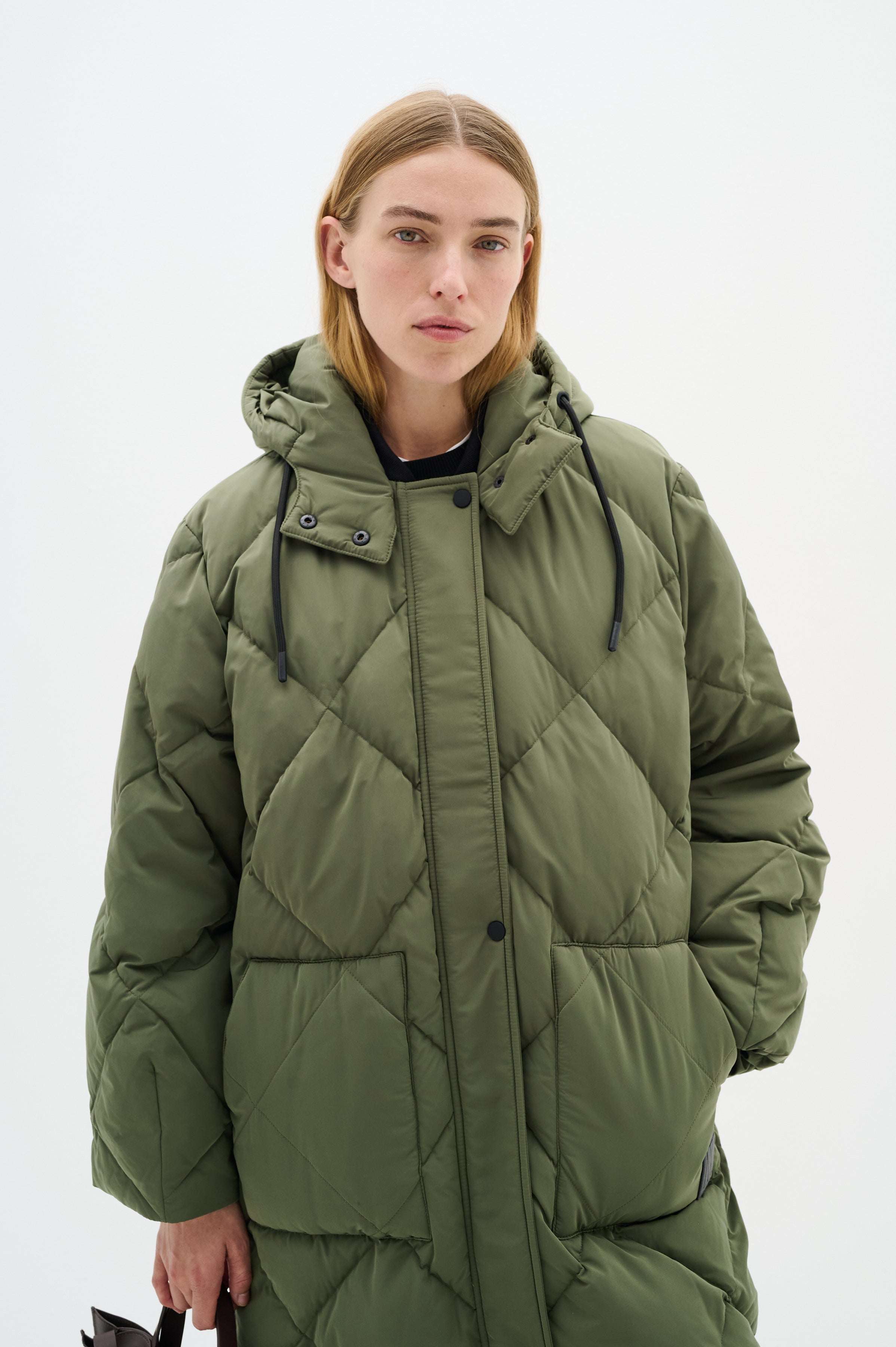 Inwear Luisa Diamond Quilt Down Coat in Green