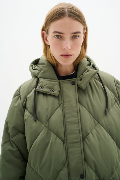 Inwear Luisa Diamond Quilt Down Coat in Green