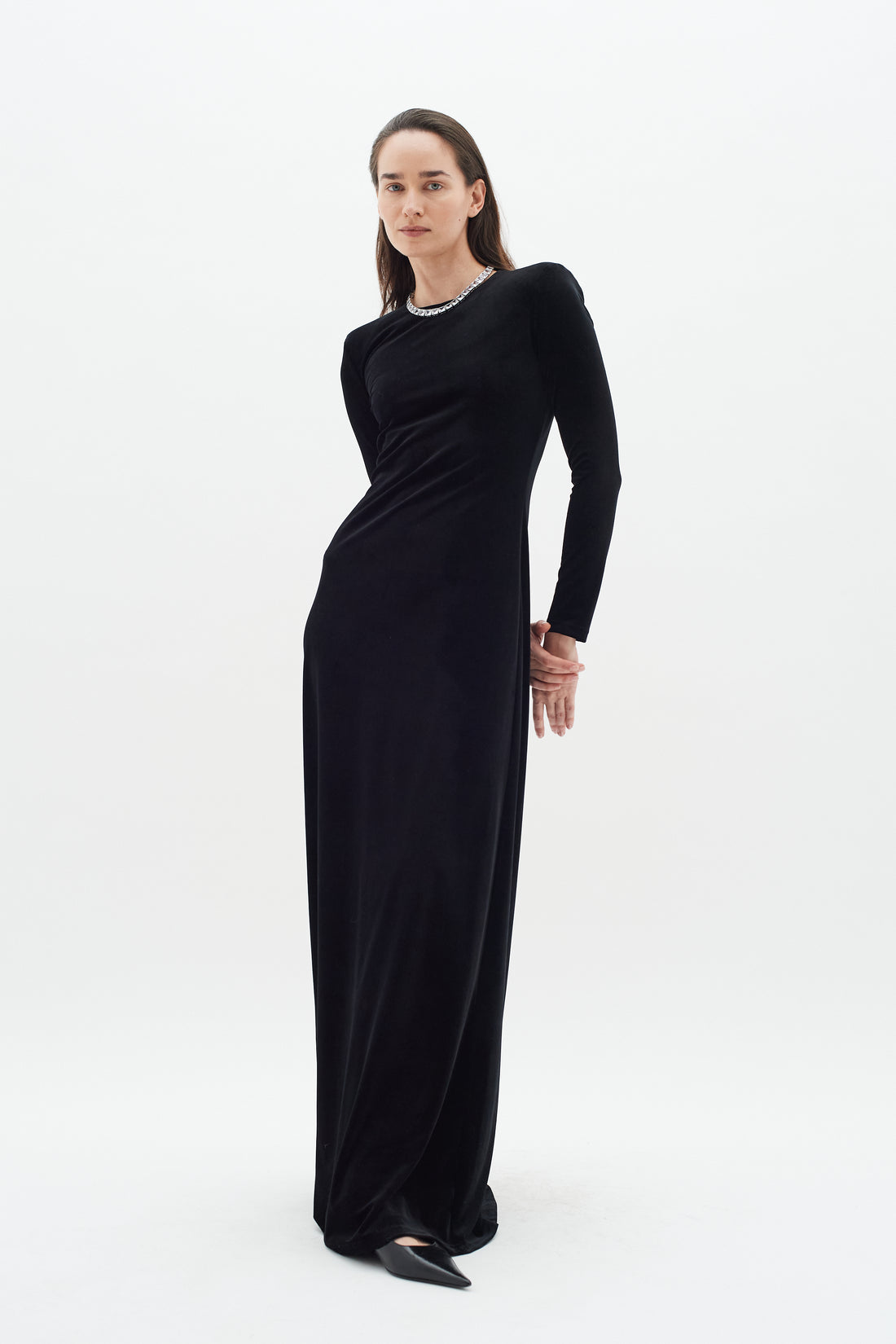 InWear Brenda Long Sleeved Velvet Dress in Black