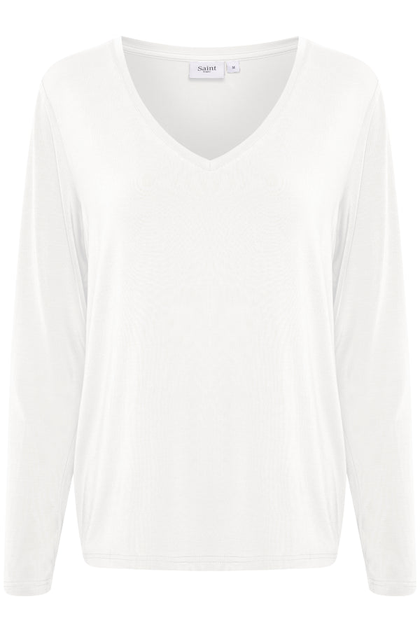 SAINTS BY CALLING Women's White V-Neck Long Sleeve shirt