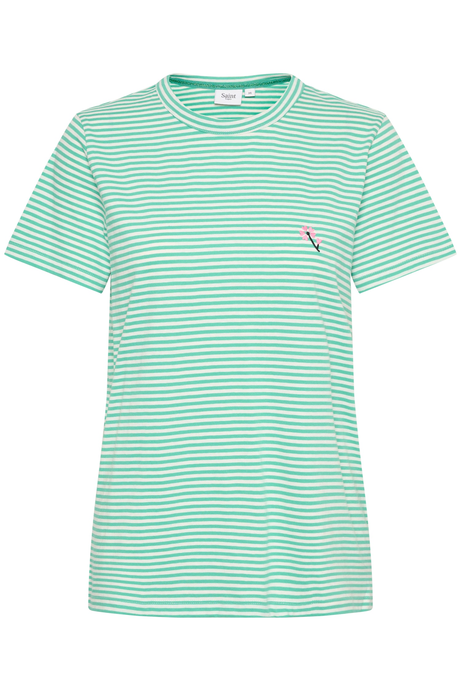 Saint Tropez Fadima Striped Cotton T-Shirt in Gumdrop Green