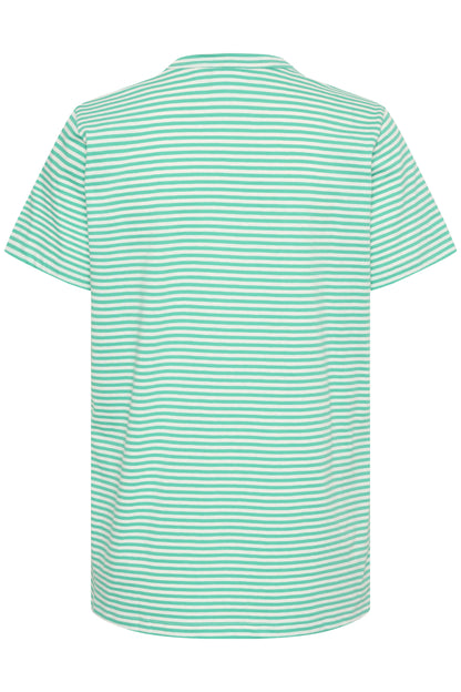 Saint Tropez Fadima Striped Cotton T-Shirt in Gumdrop Green