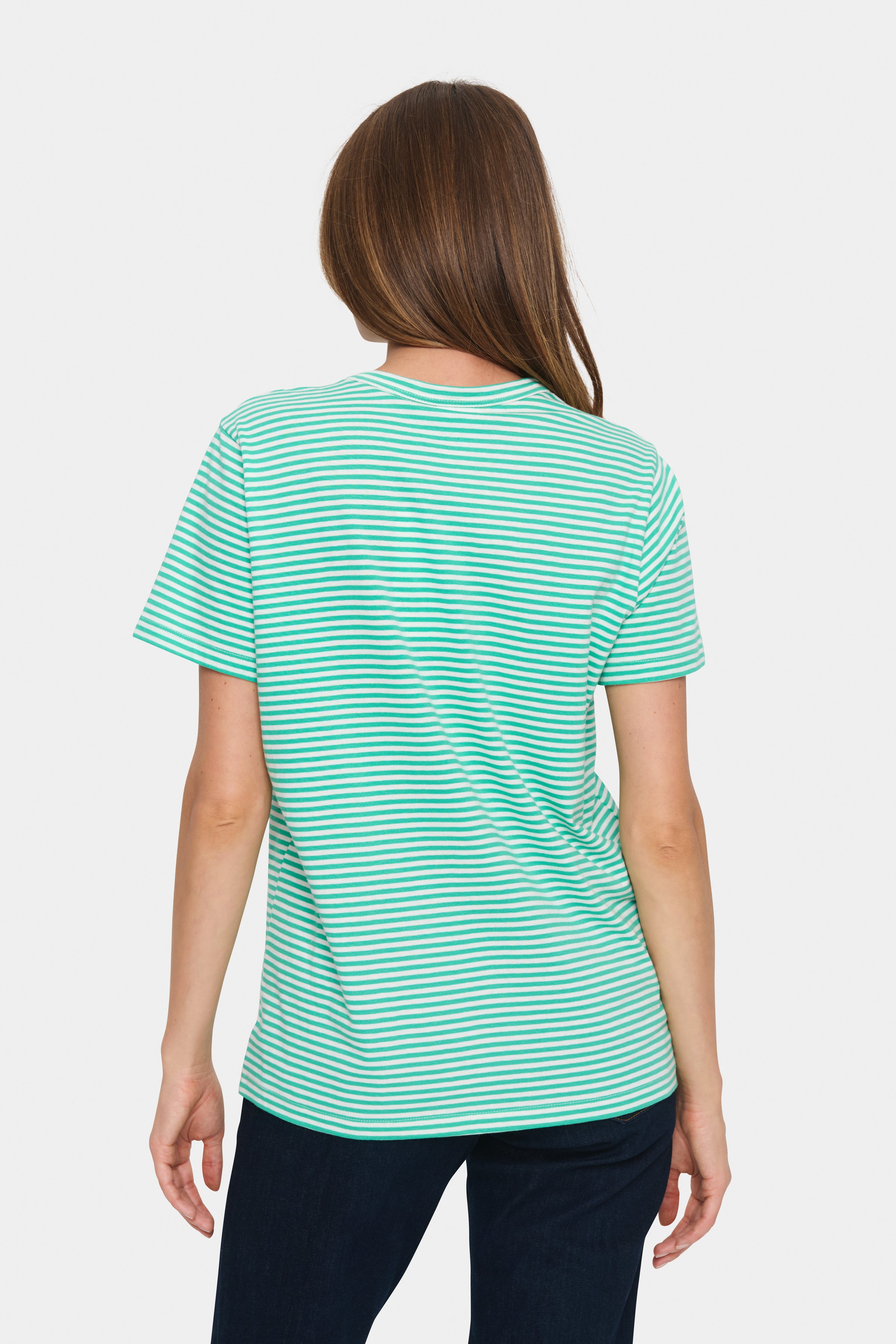 Saint Tropez Fadima Striped Cotton T-Shirt in Gumdrop Green