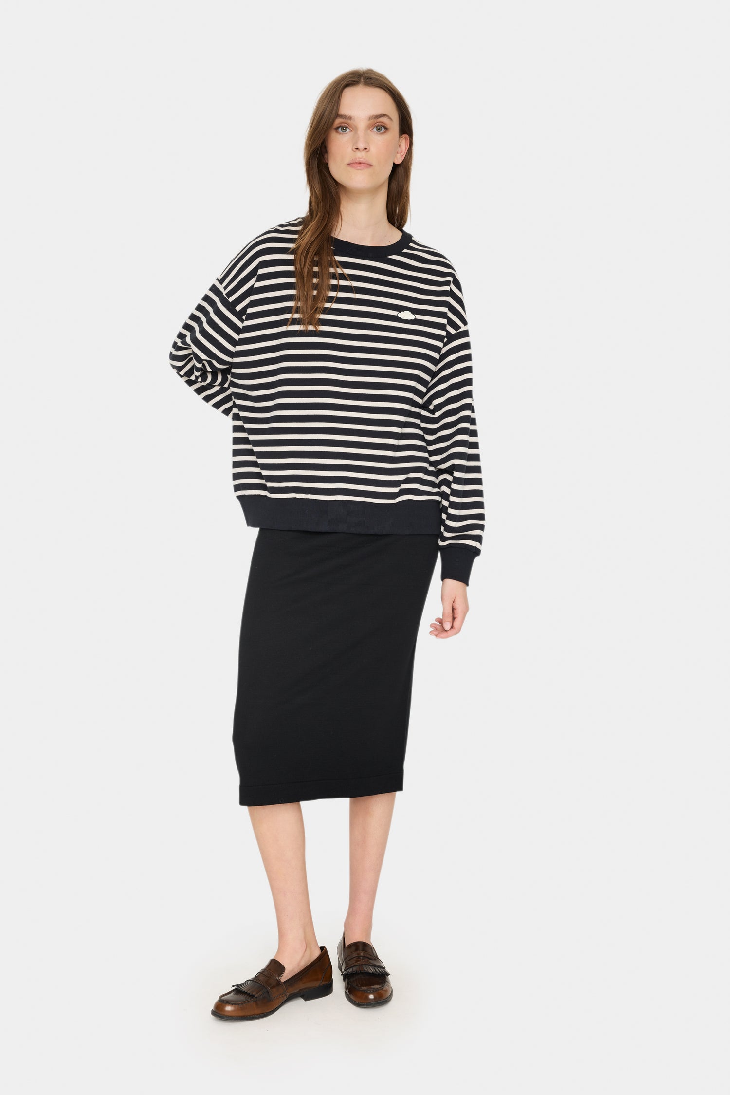 Saint Tropez Gila Striped Sweatshirt in Black