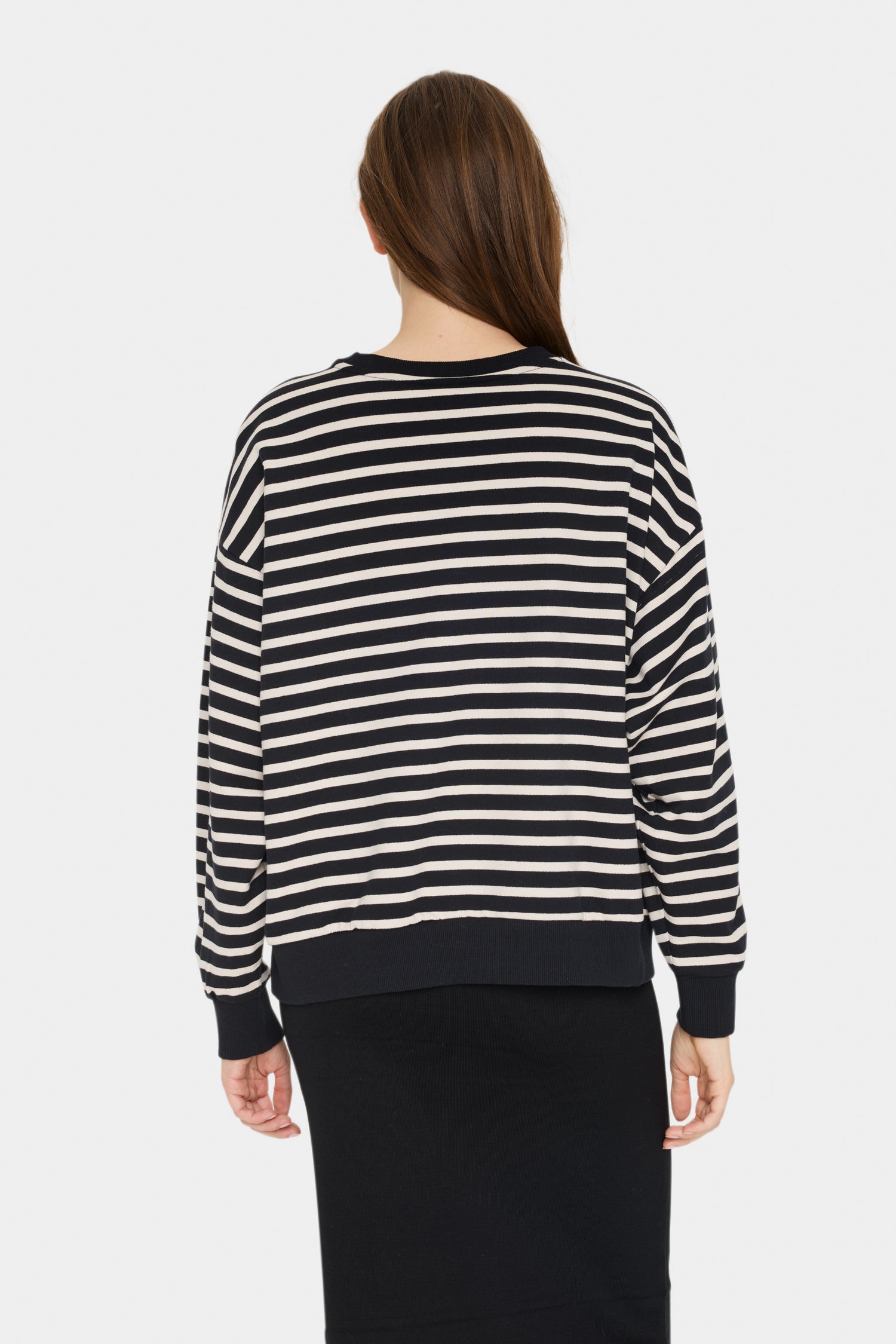 Saint Tropez Gila Striped Sweatshirt in Black