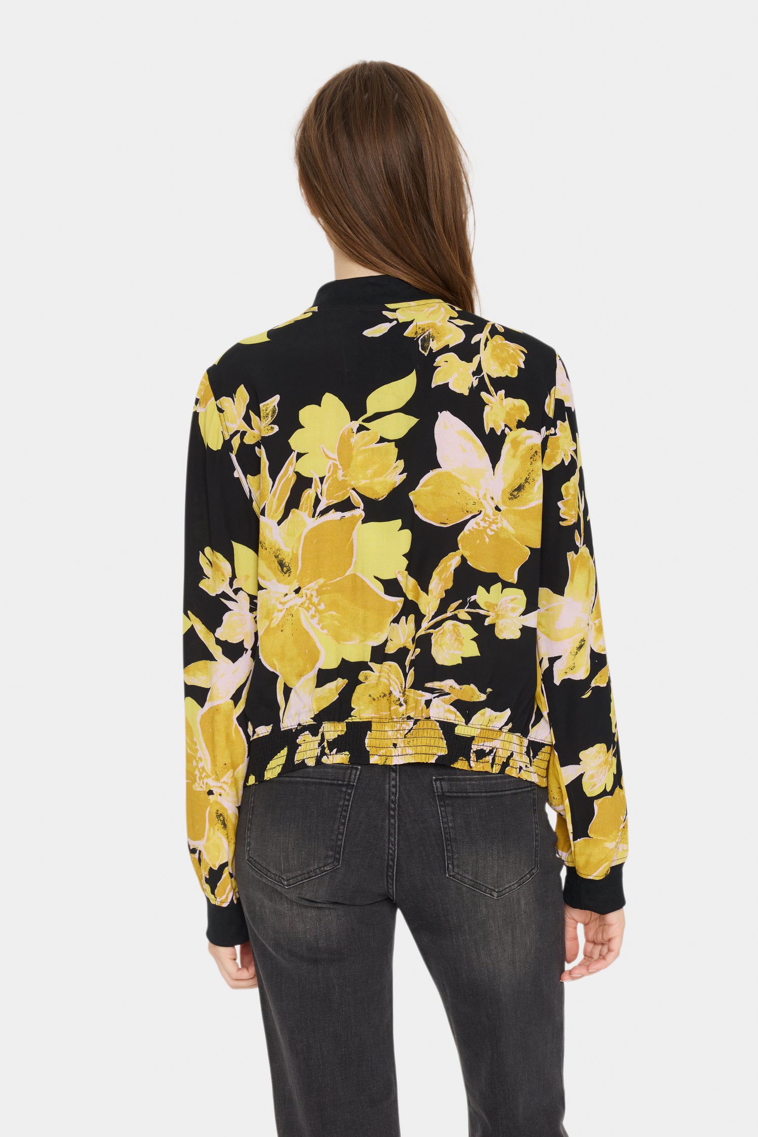 Saint Tropez Grace Bomber Jacket in Black Burnished Print