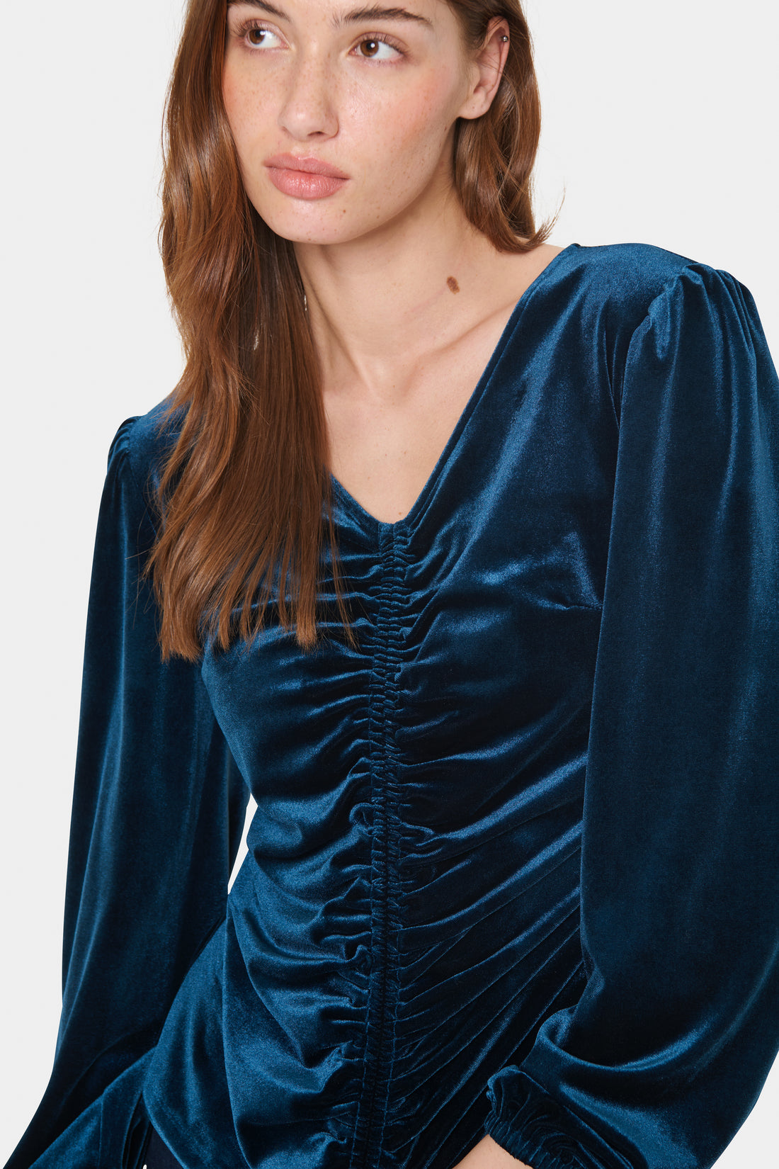 Saint Tropez Heba Velvet Top in Titan Blue