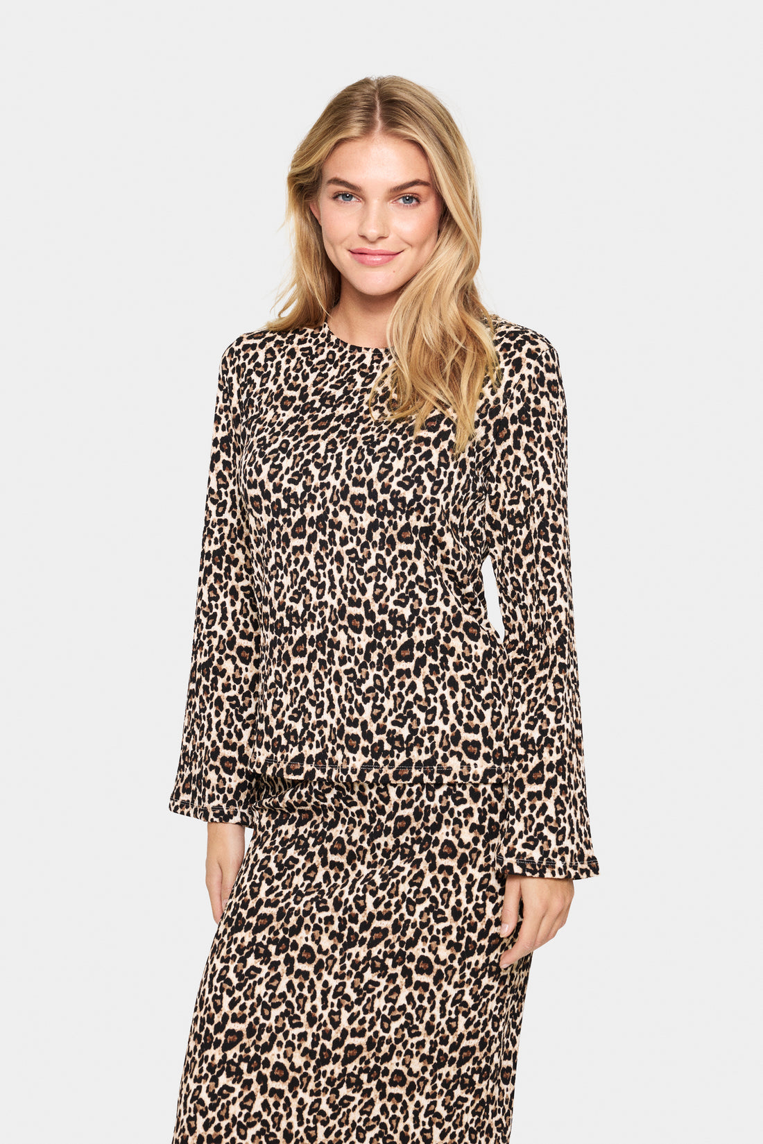 Saint Tropez Ilyssa Blouse Top in Black Leo Print