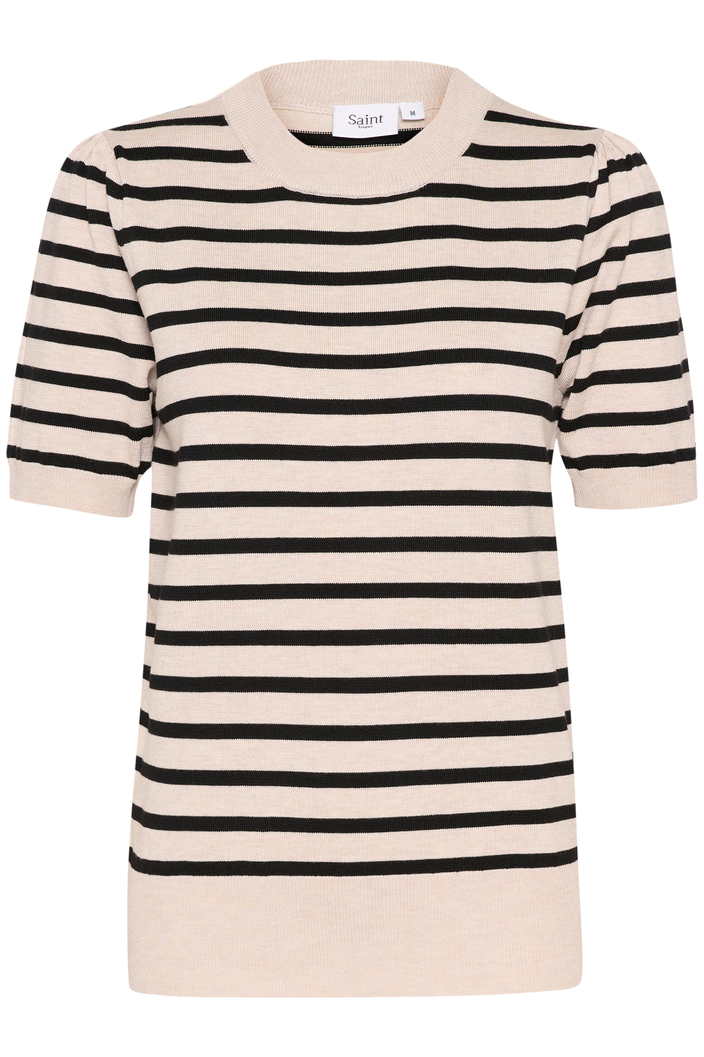 Saint Tropez Mila Short Sleeved Striped Pullover in Gray Morn