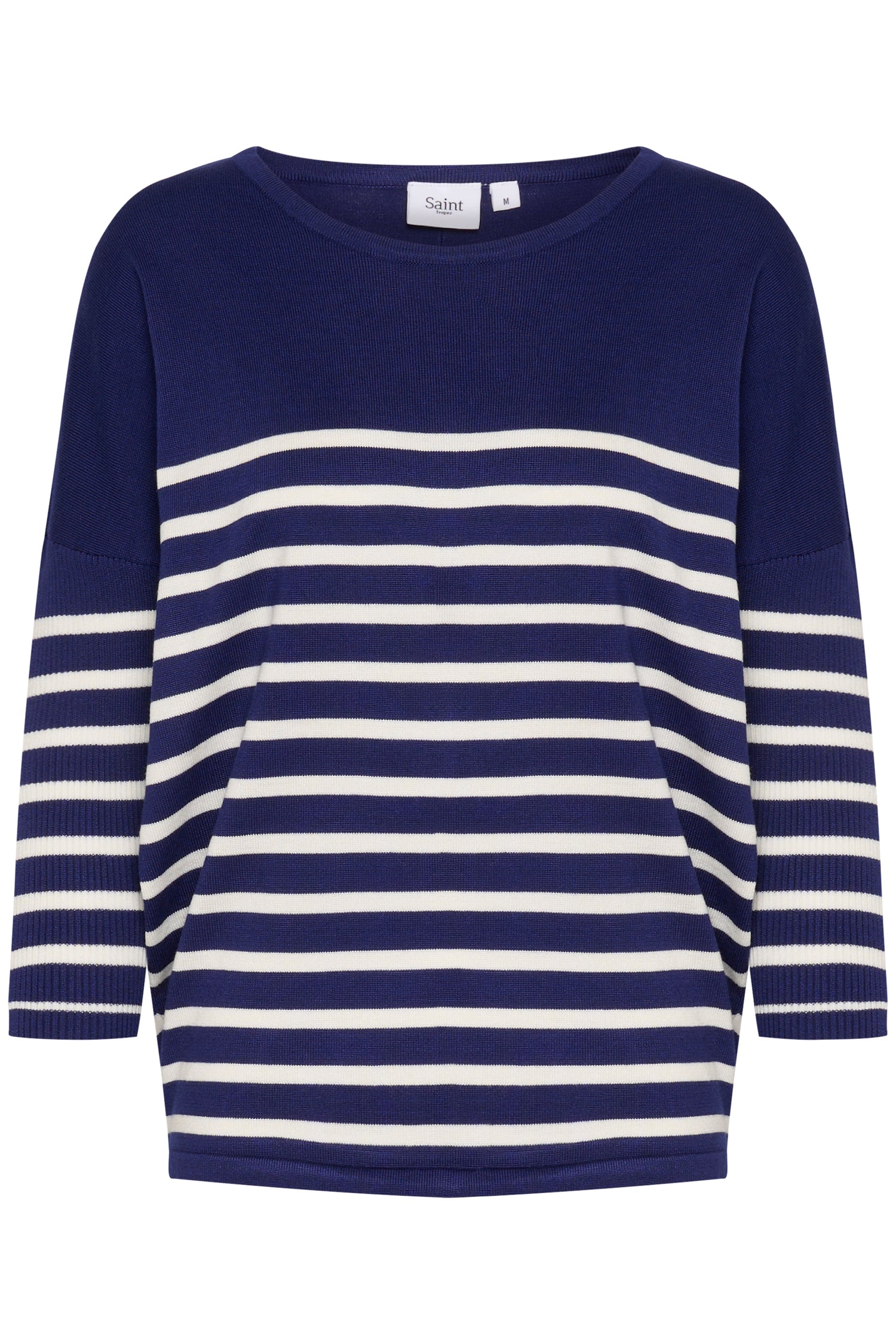 Saint Tropez Wide Neck Striped Pullover in Midnight Sail