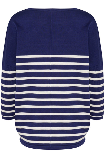 Saint Tropez Wide Neck Striped Pullover in Midnight Sail