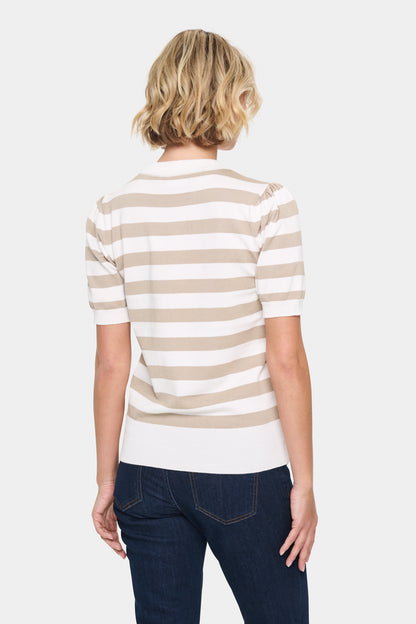 Saint Tropez Mila Pullover in Ice Taupe Stripe