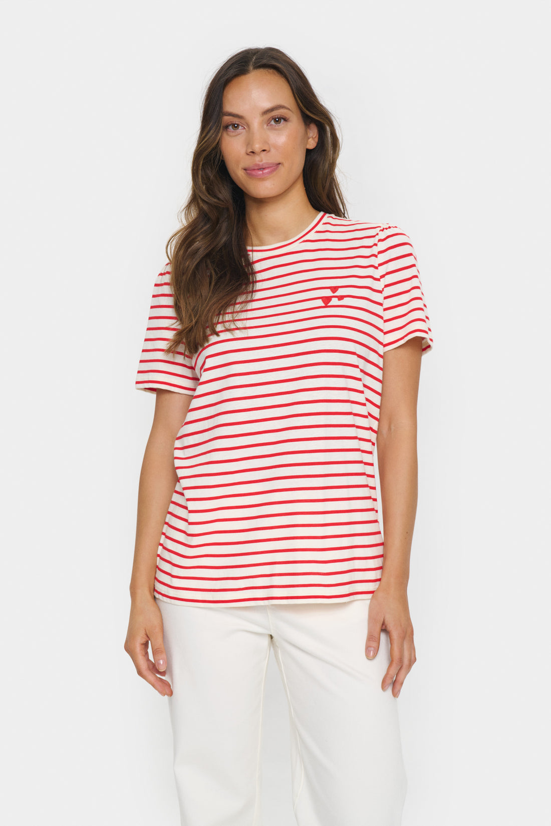 Saint Tropez Jucia T-Shirt in Flam Scarlet Stripe