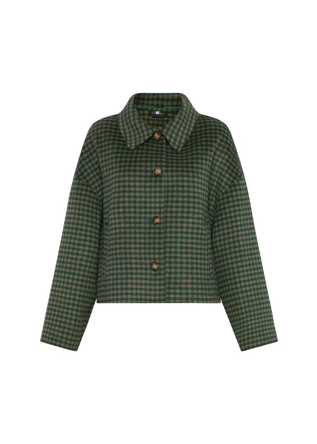 FRNCH Checked Eda Jacket in Green