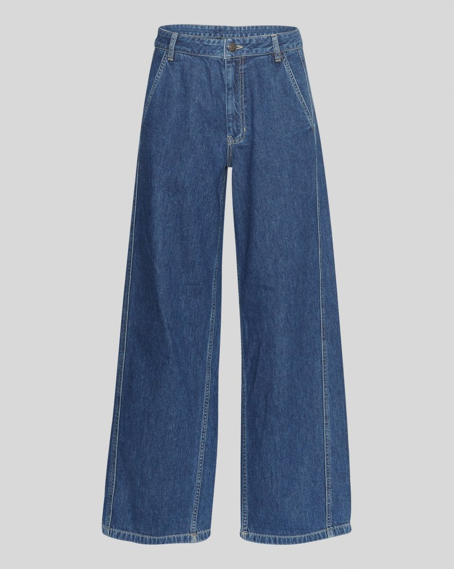 MSCH Jilette Lis High Waisted Relaxed Jeans in Mid Blue Wash