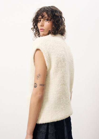 FRNCH Magaly Knitted Waistcoat Gilet in Cream