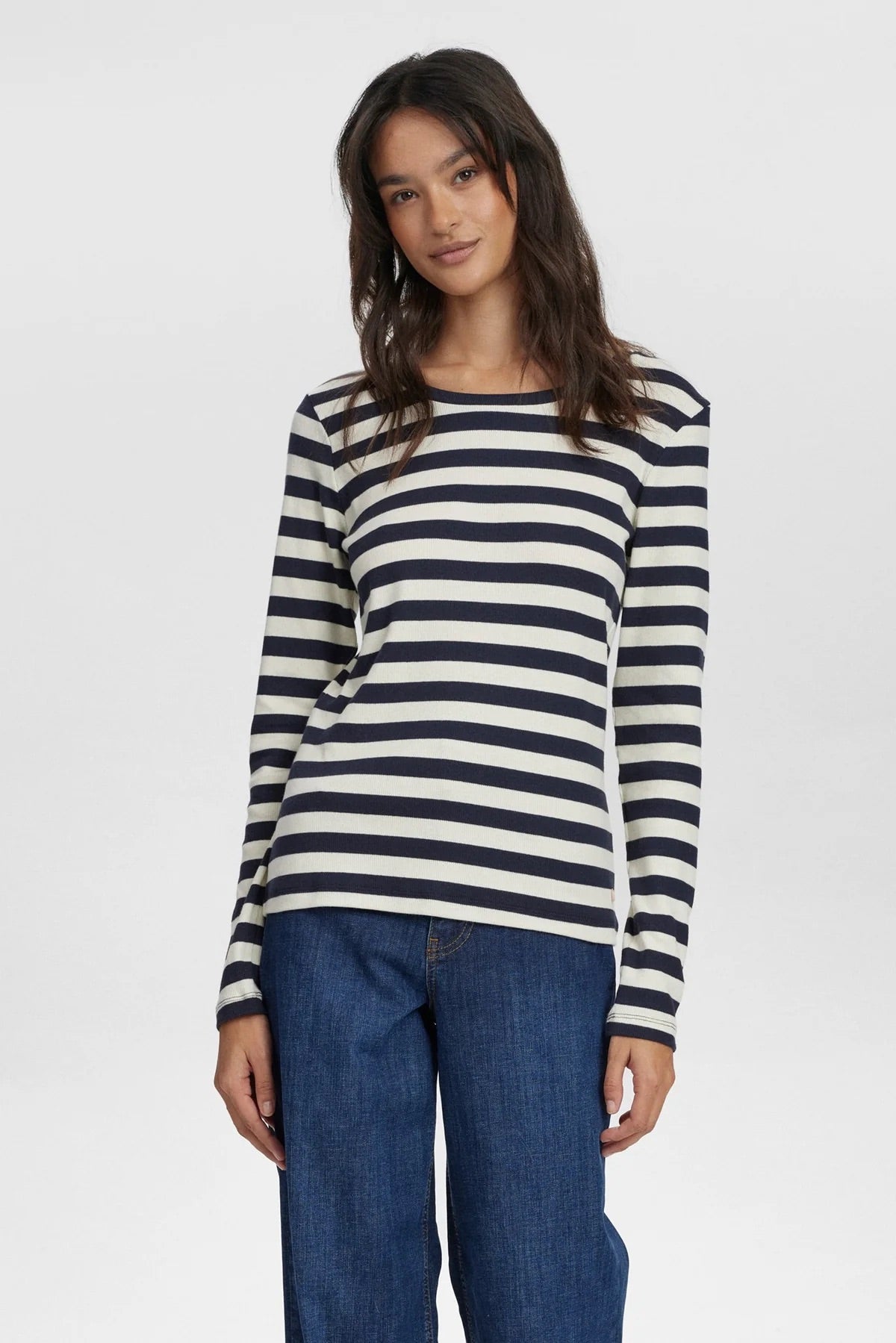 Numph Numixie Long Sleeved Top in Dark Sapphire Stripe