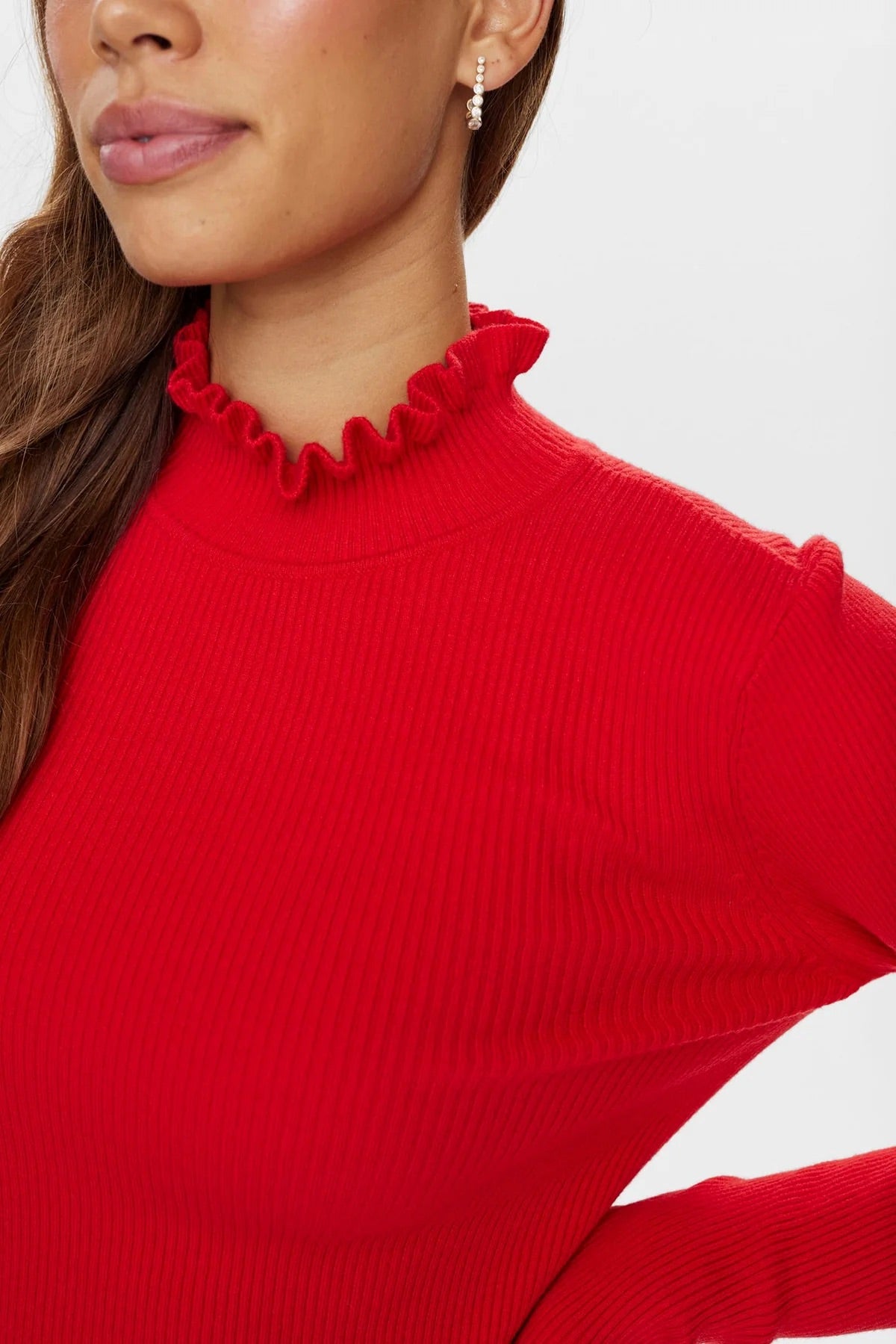 Numph Nusidanu Highneck Pullover in Risk Red