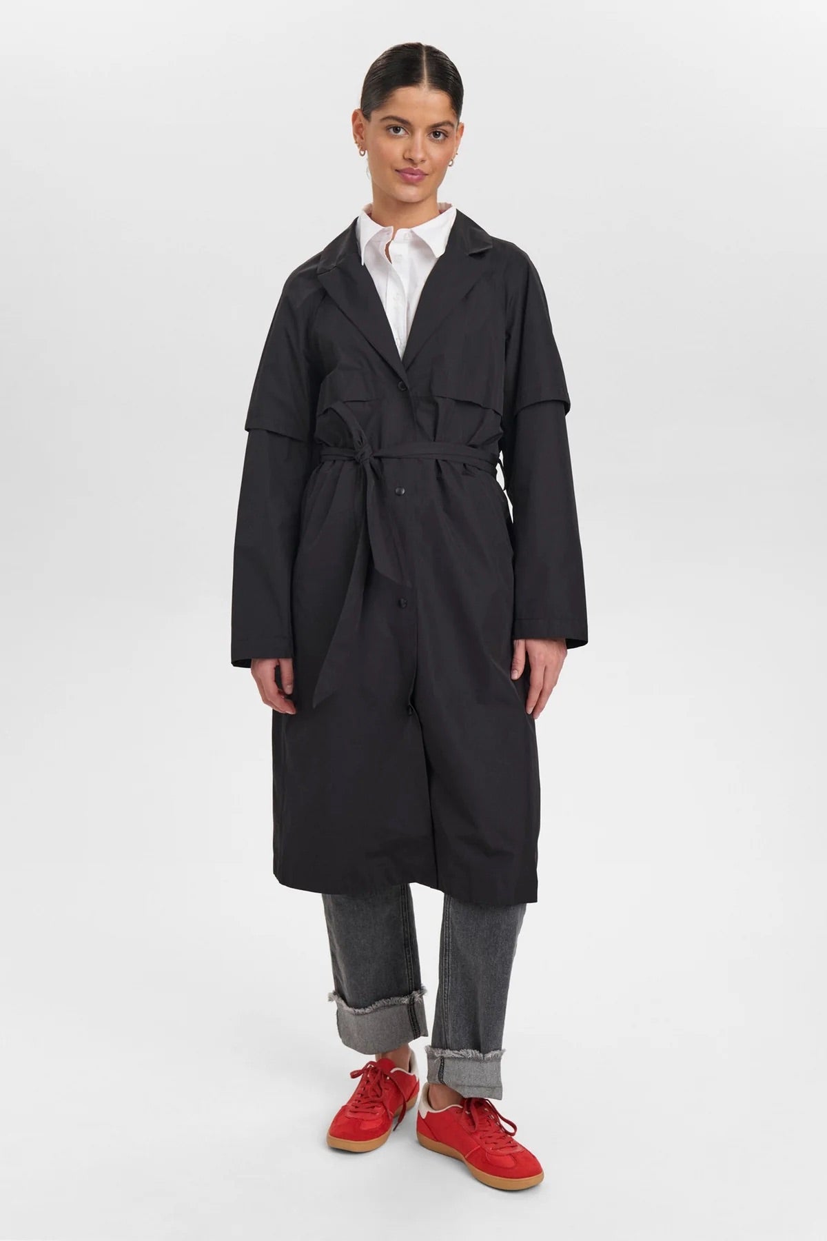 Nunida Functionel Waterproof Trench Jacket in Caviar Black