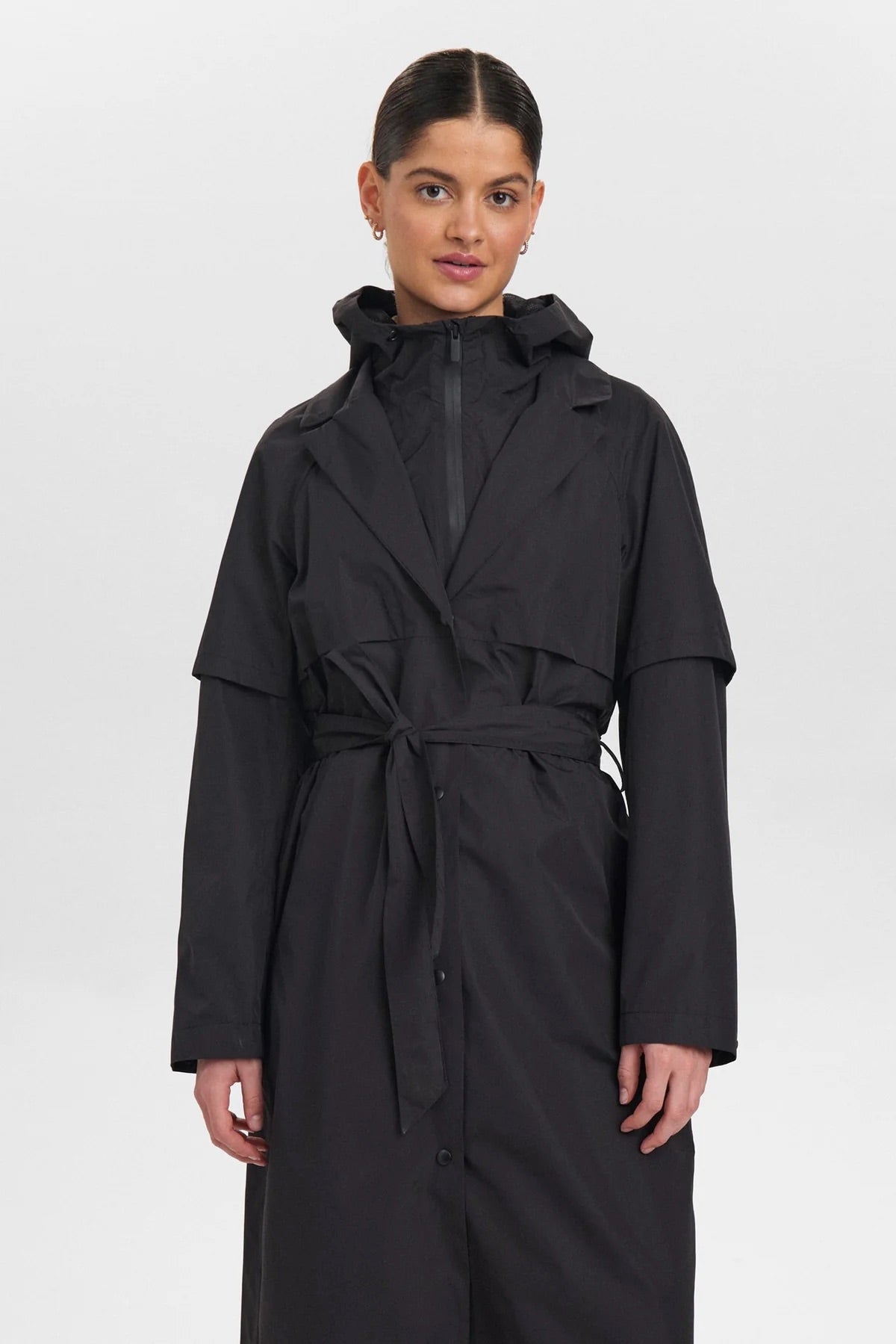 Nunida Functionel Waterproof Trench Jacket in Caviar Black