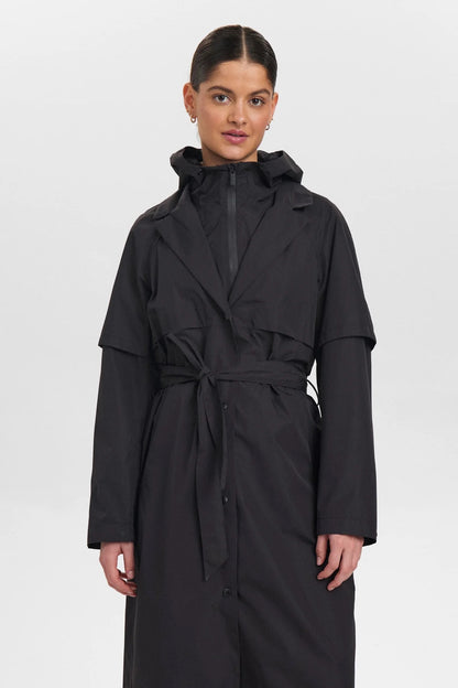 Nunida Functionel Waterproof Trench Jacket in Caviar Black