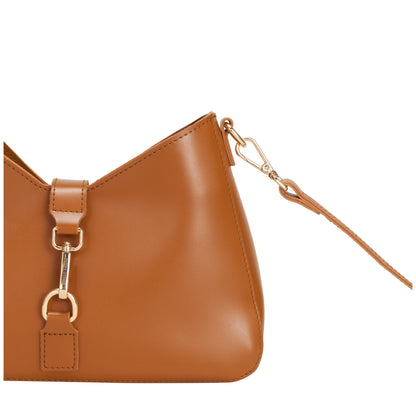 Shoulder Bag With Fastening Detail In Tan