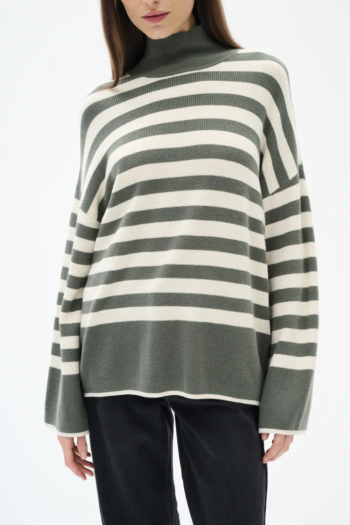 Gittel Agave Green Cashmere Mix Stripe Pullover