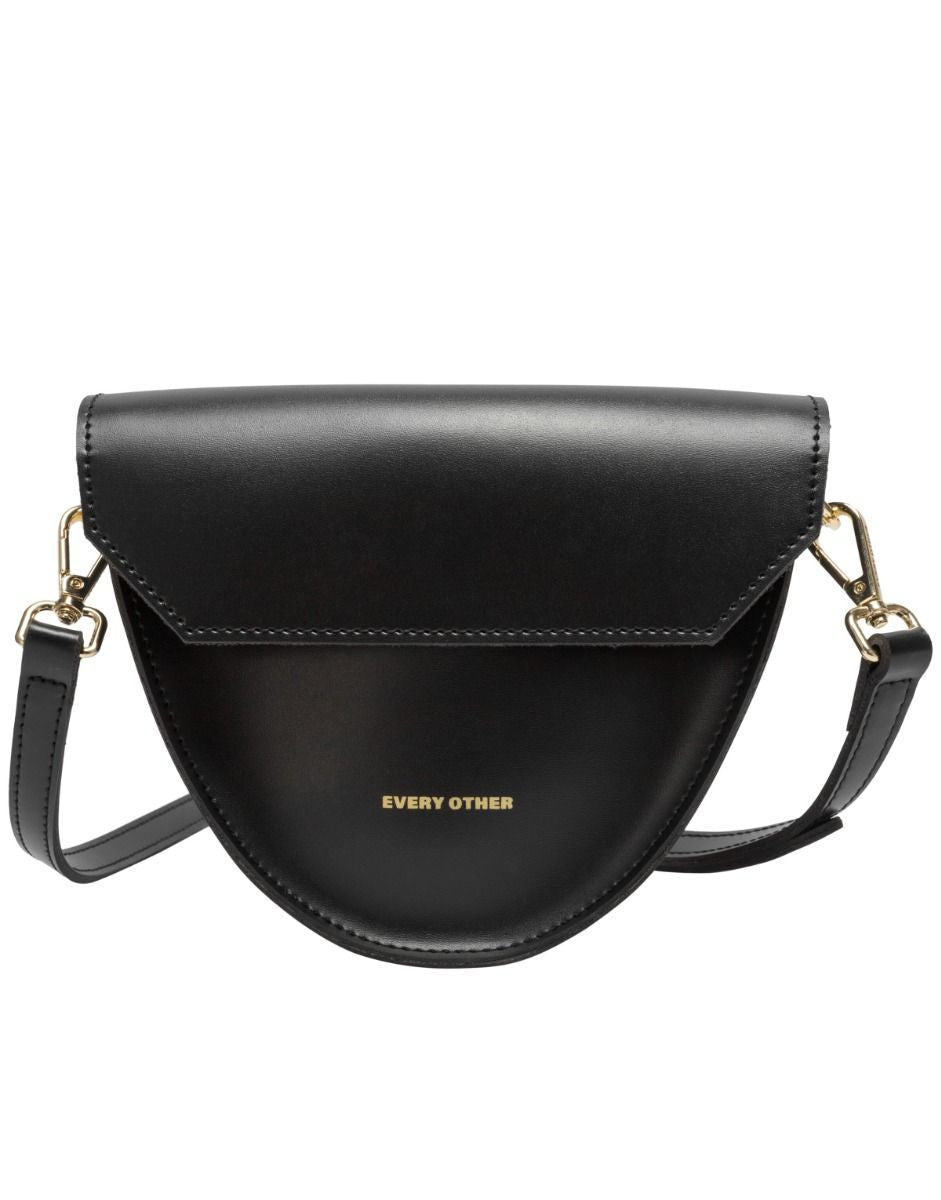 Half Oval Crossbody Bag in Black