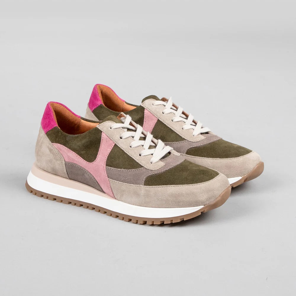 Esska Cinda Trainers in Khaki &amp; Pink