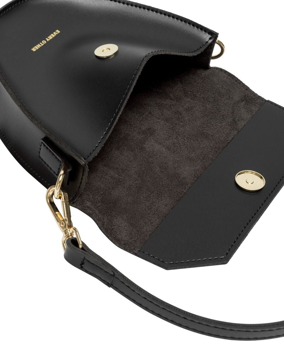 Half Oval Crossbody Bag in Black