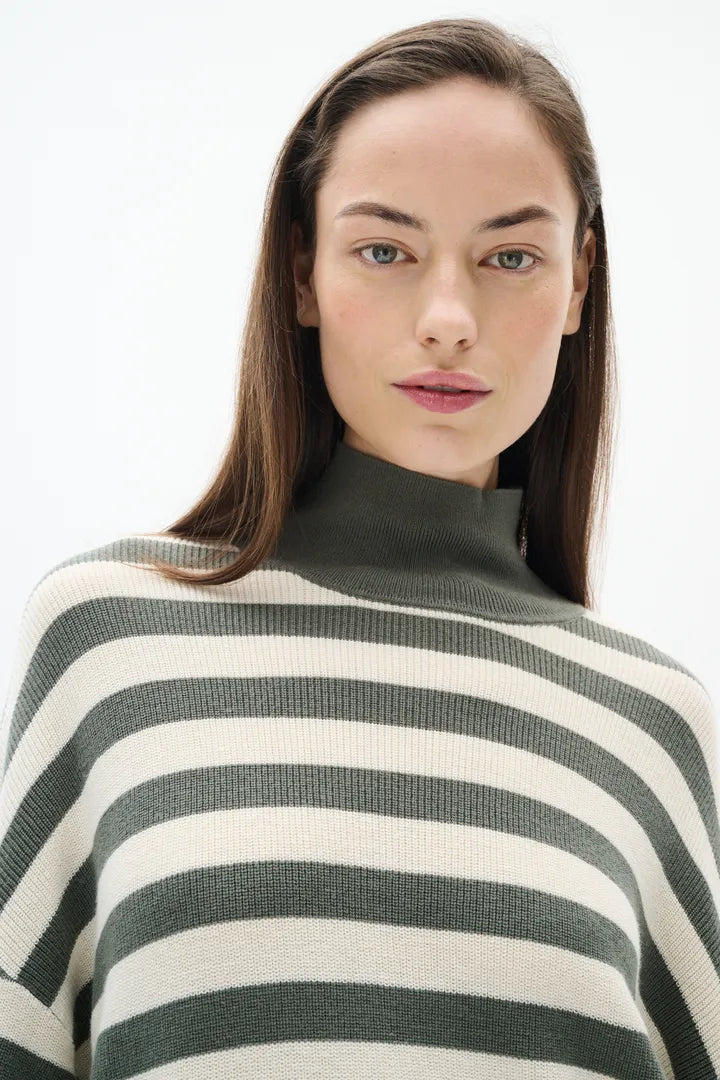 Gittel Agave Green Cashmere Mix Stripe Pullover