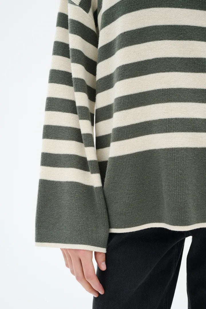 Gittel Agave Green Cashmere Mix Stripe Pullover