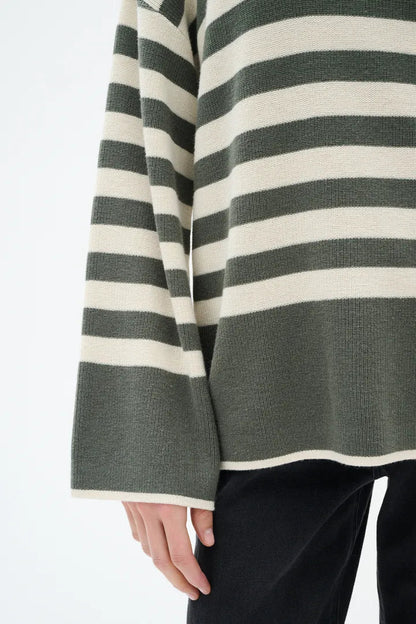 Gittel Agave Green Cashmere Mix Stripe Pullover