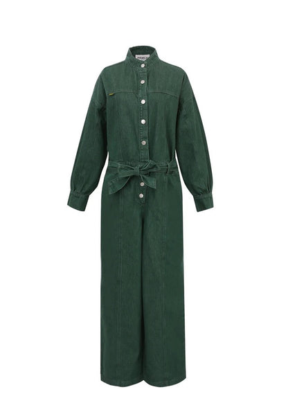 Frnch Evaelle Denim Jumpsuit in Vert Green