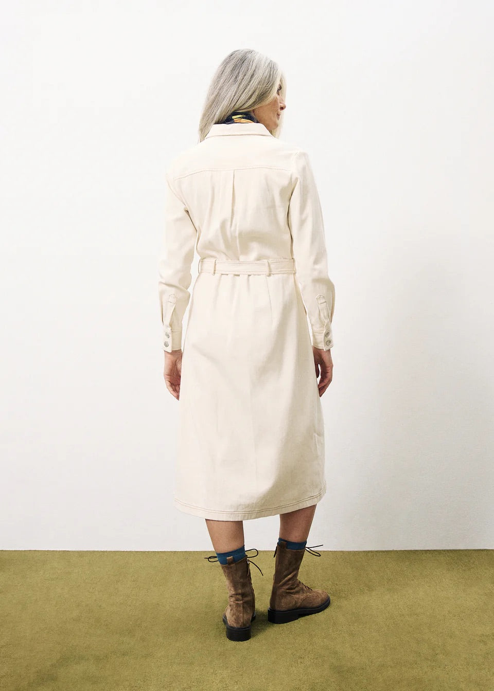 Frnch Clotilda Denim Dress in Creme