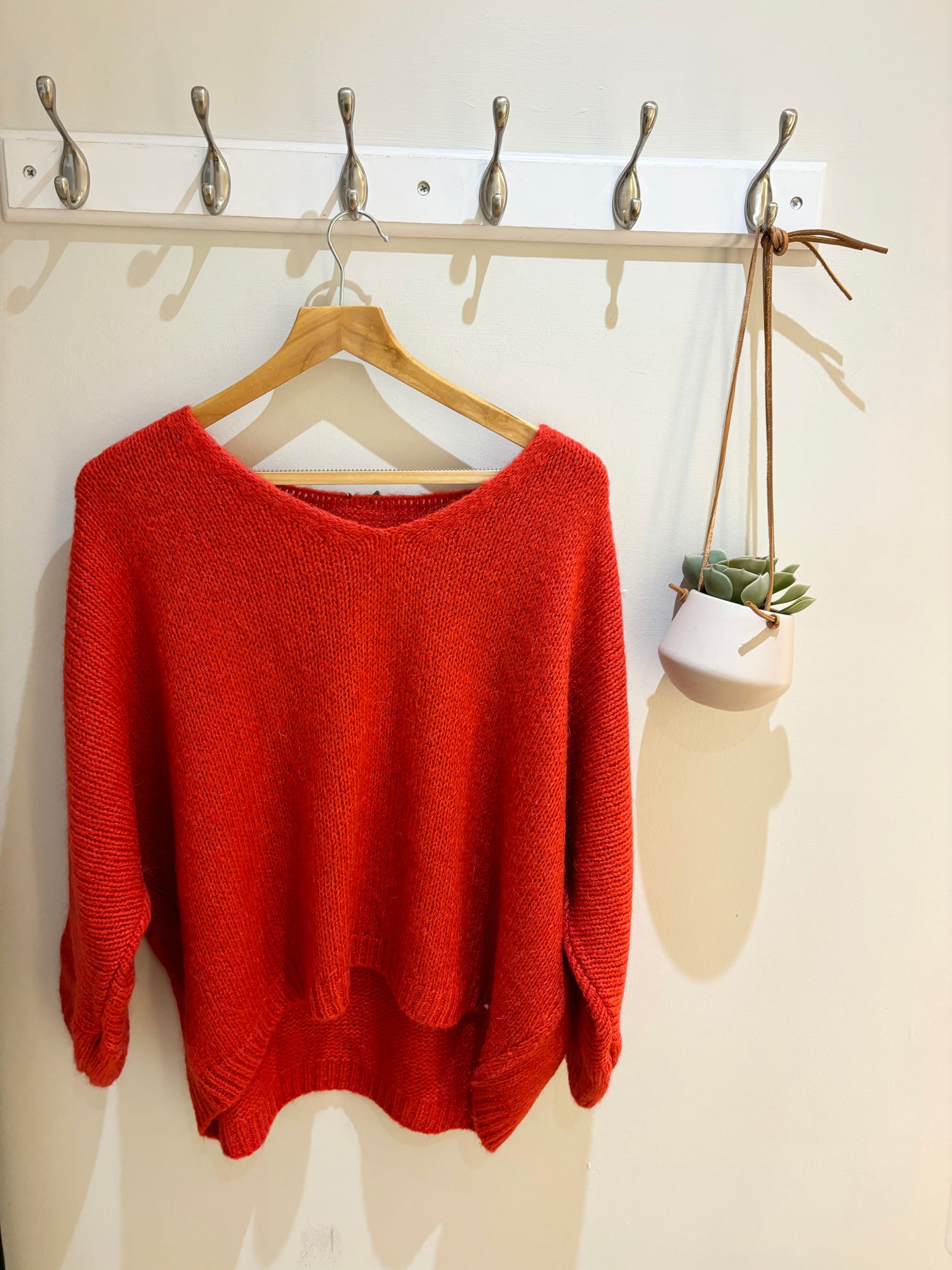 Ruby Mohair V Neck Jumper - red