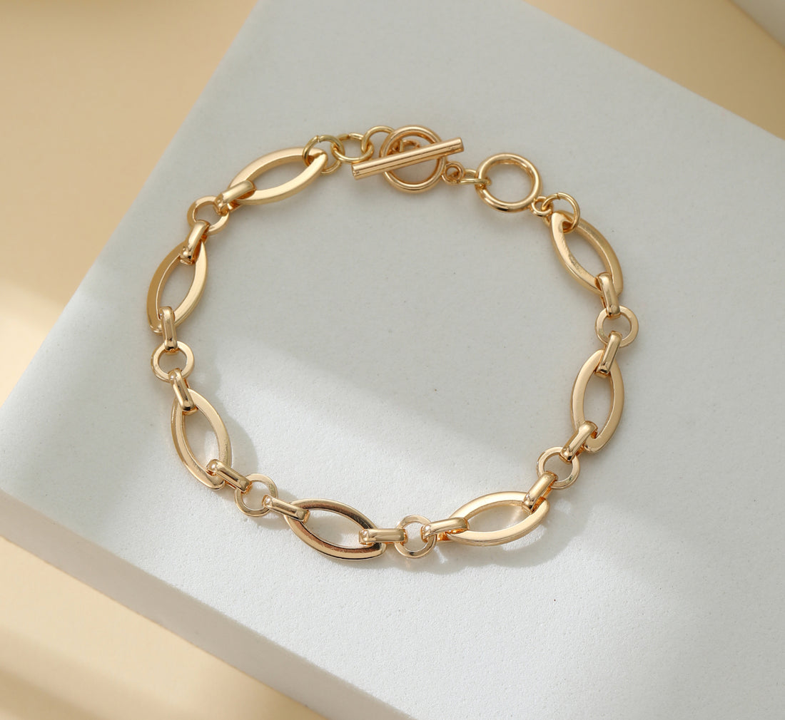Gold Almond Links Bracelet