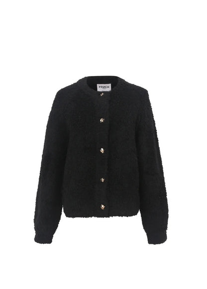 FRNCH Niki Cardigan Jacket in Black Noir