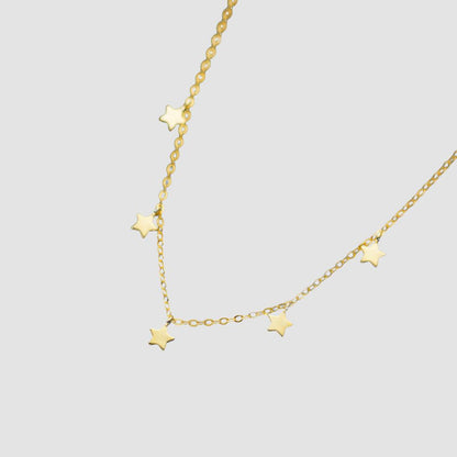 Gold Plated Delicate Five Star Necklace