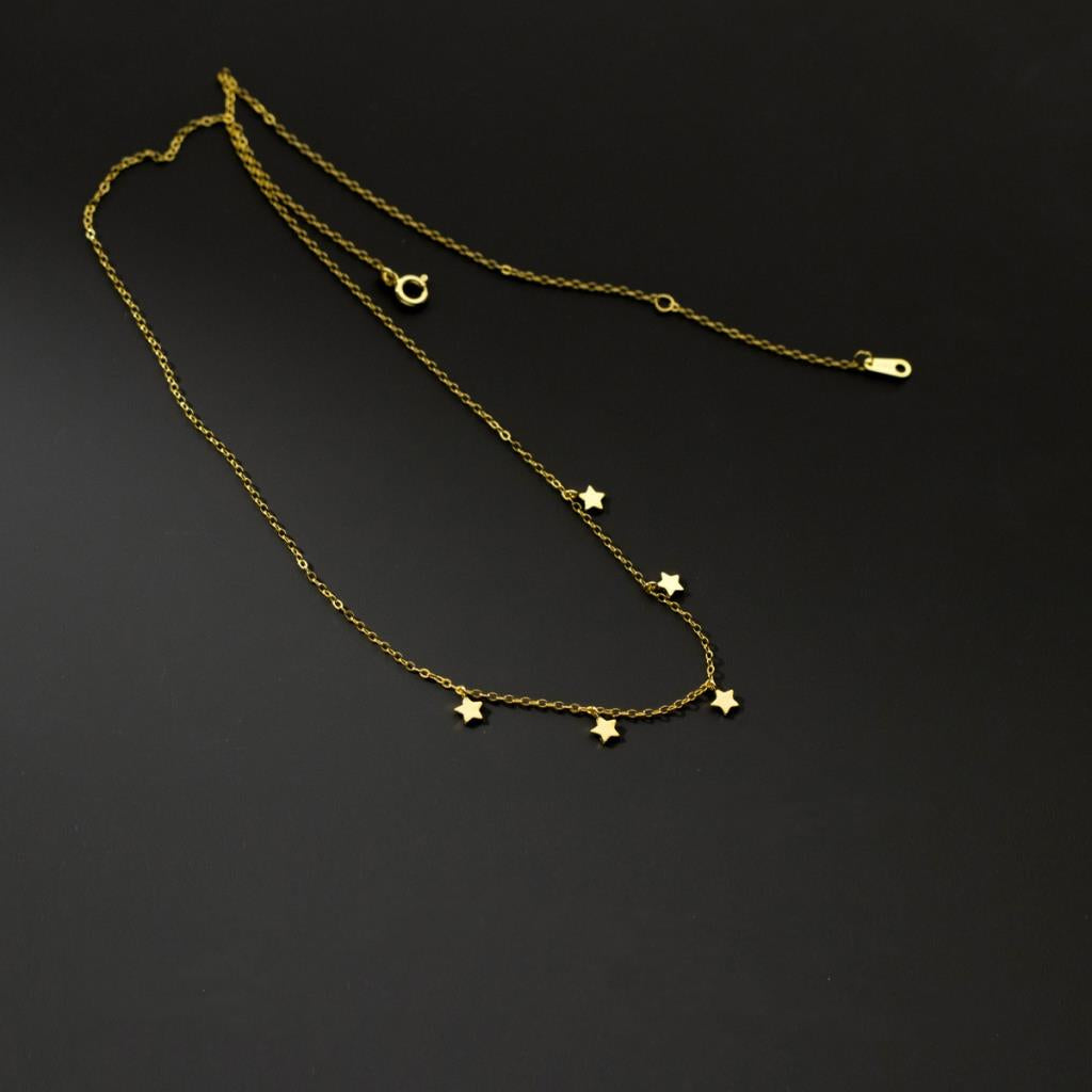 Gold Plated Delicate Five Star Necklace