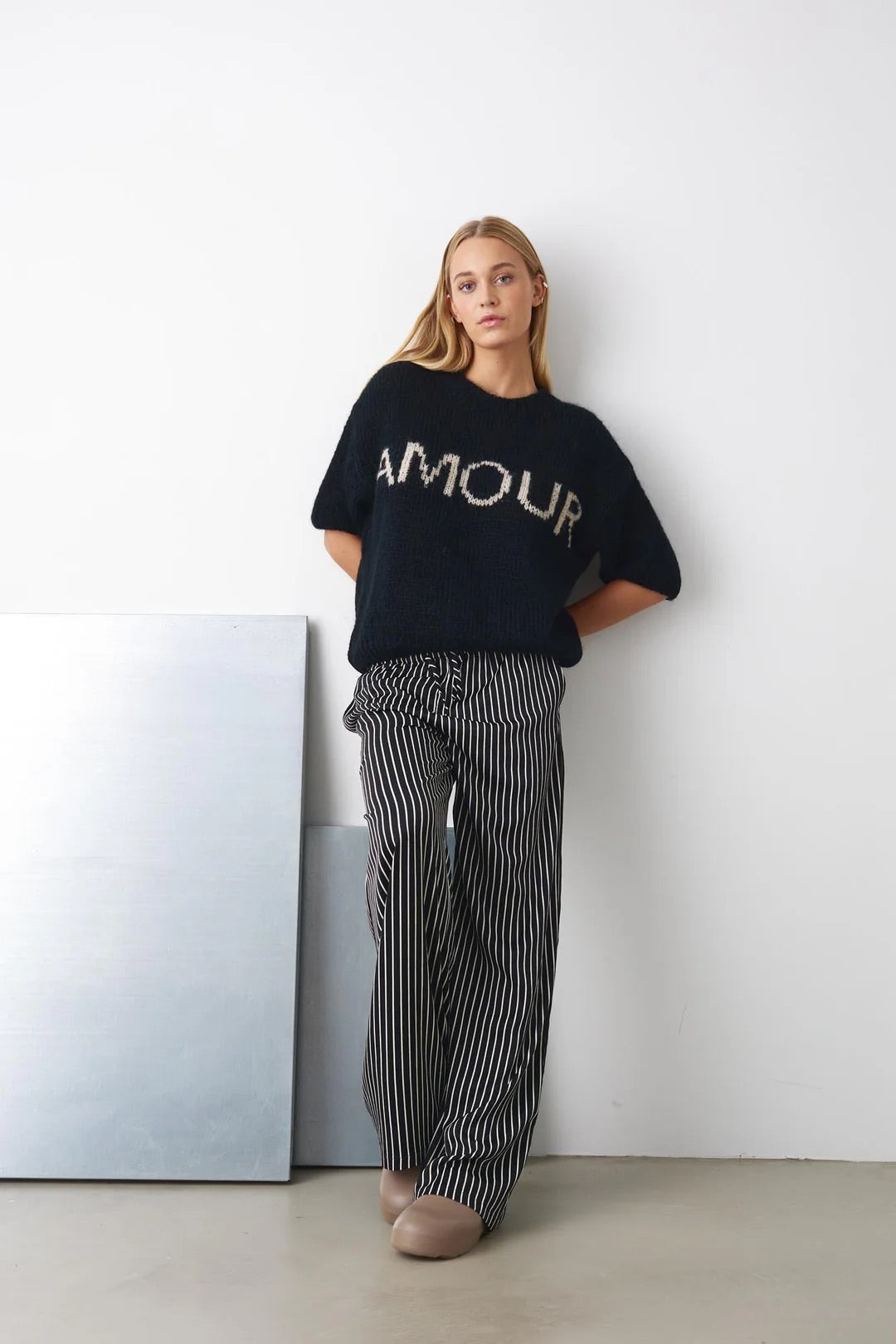 Amour Knit in Black with Off White