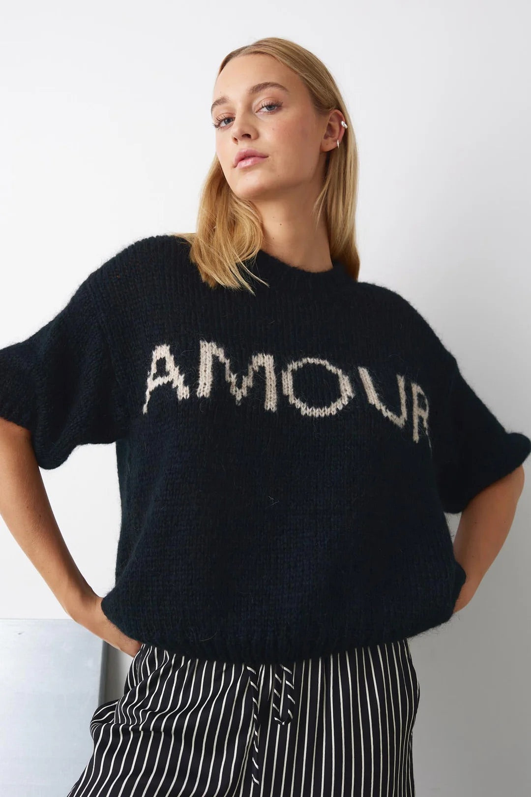 Amour Knit in Black with Off White