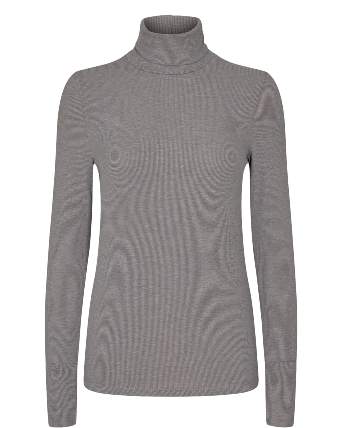 Numph Nubowie Ribbed Rollneck in Medium Gray