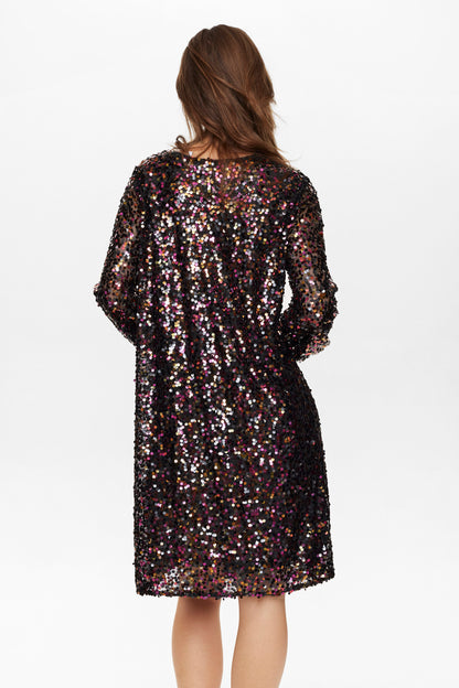 Numph Nuisabell Sequin Dress in Gold Mix