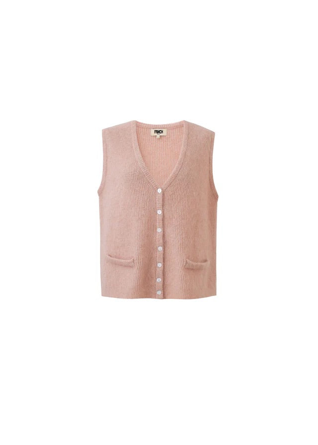 Frnch Meliza Knitted Waistcoat in Pale Rose