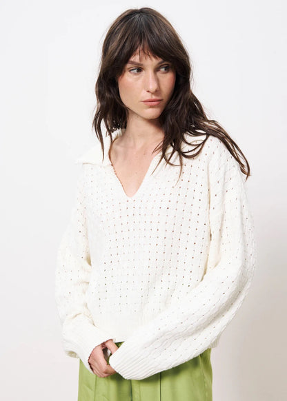 Frnch Paulia Jumper in Creme Open Knit